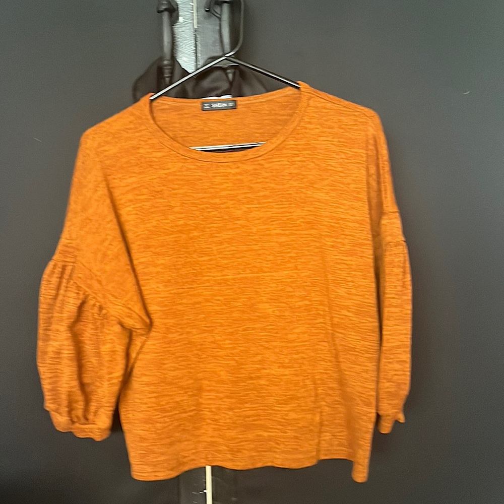 Dark orange puff sleeve sweater